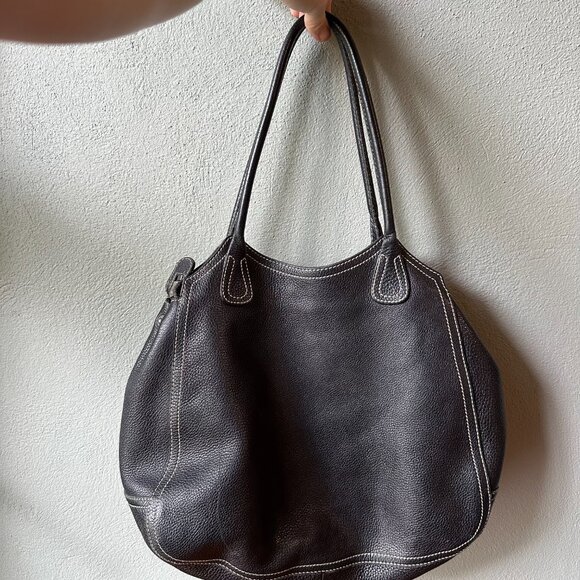 PRADA {VINTAGE} 1990's Hobo Slouch Bag | black pebbled leather - Picture 3 of 15